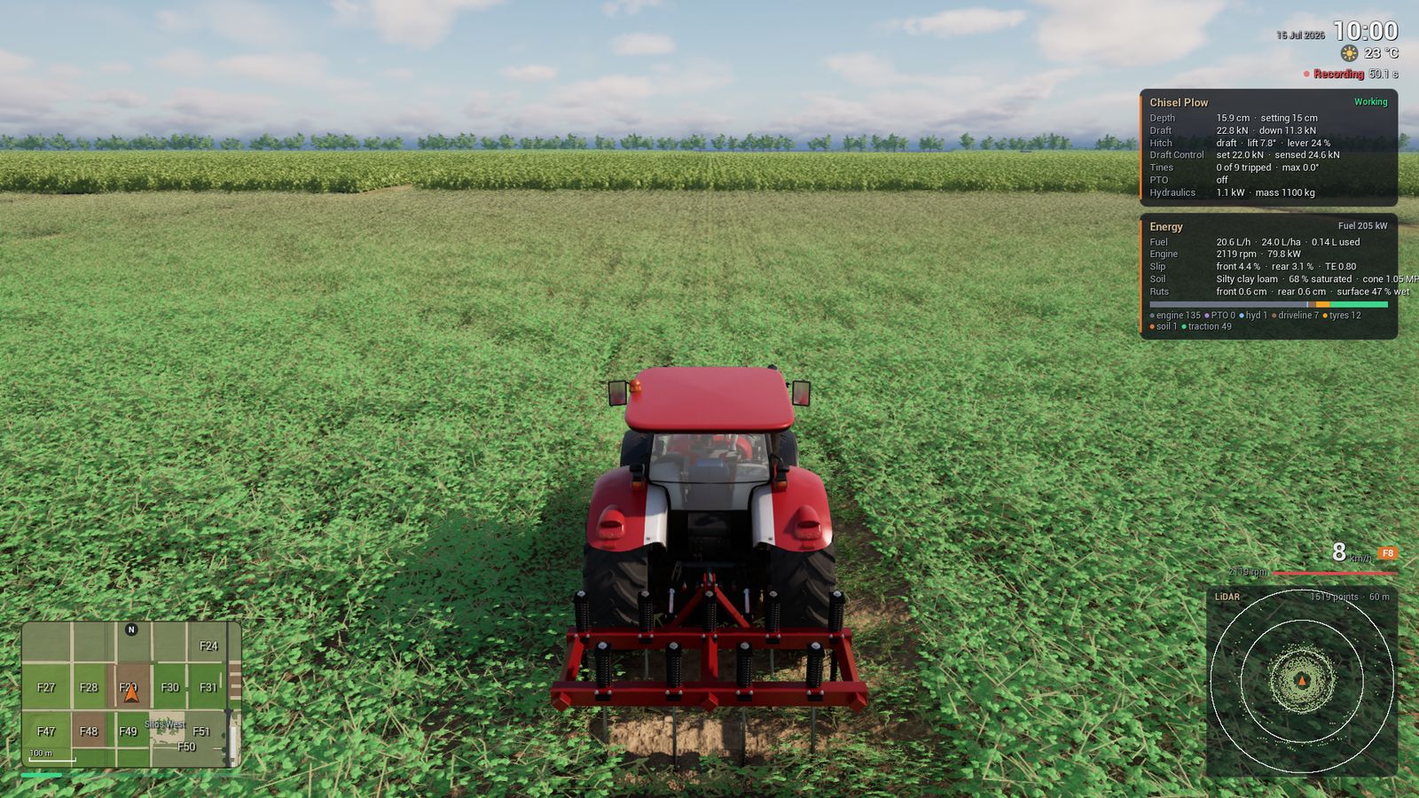 The Maxxum with the chisel plow during the recording