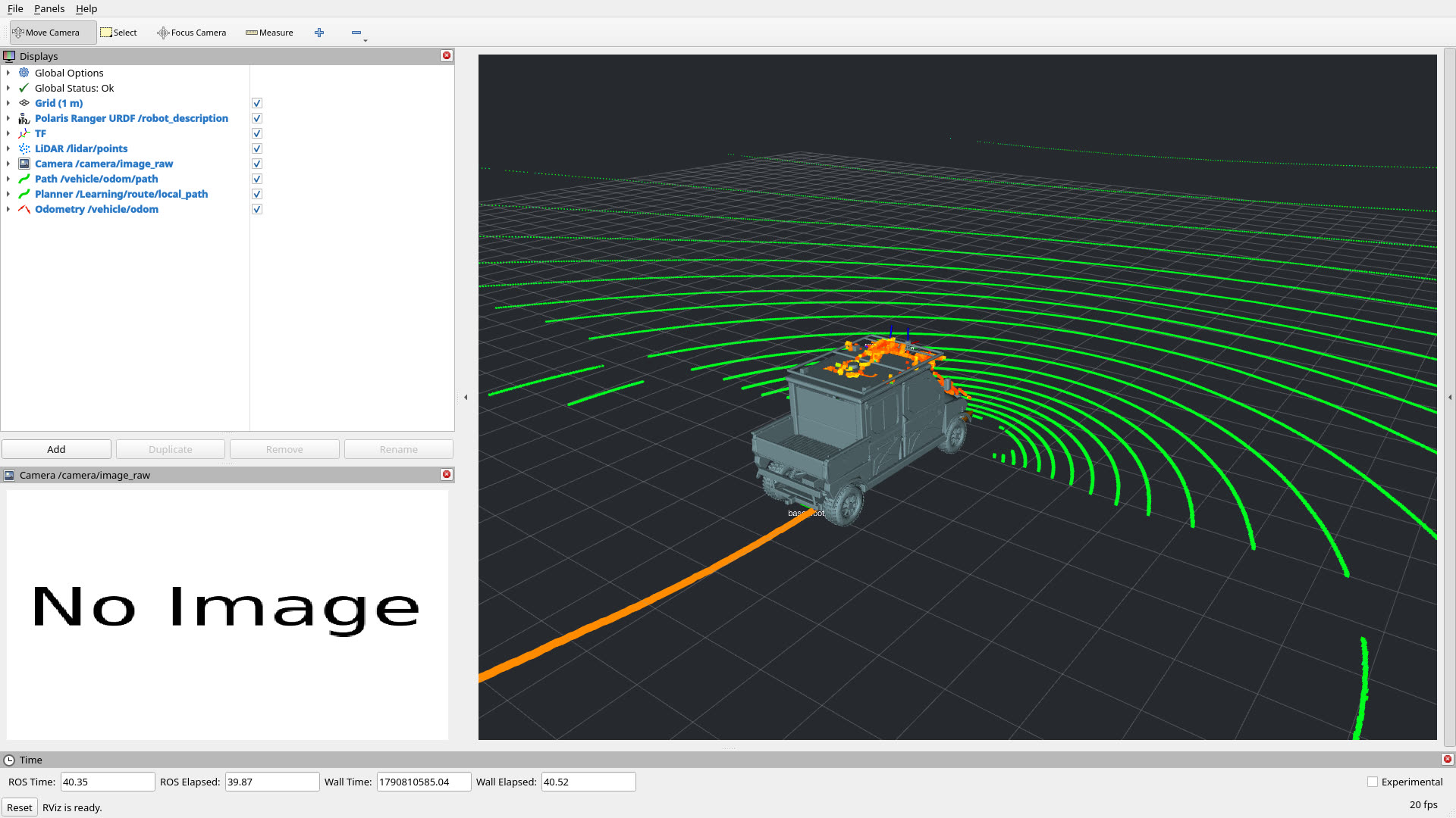 RViz 2 with the Polaris of ACRES Core and its ray-cast LiDAR cloud
