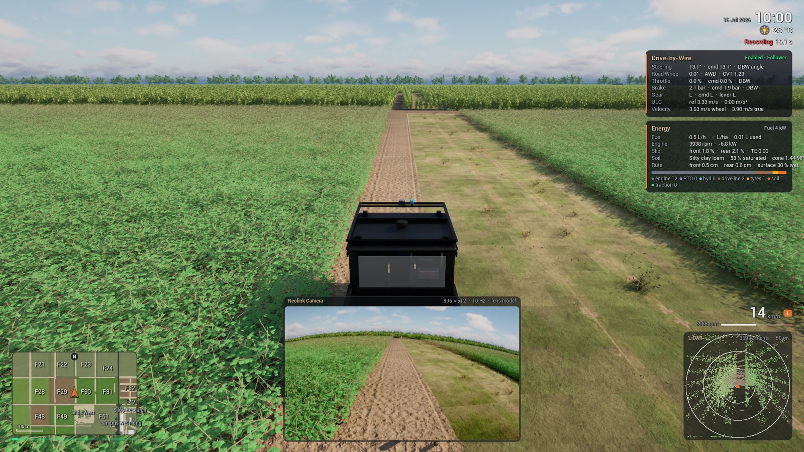 The HUD of the Polaris during a recording